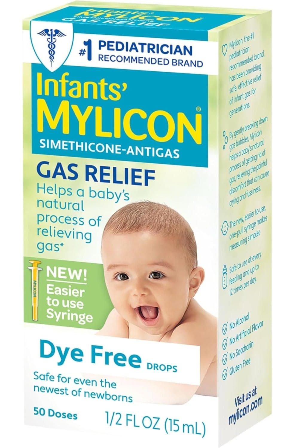 Mylicon Gas Relief Drops for Infants and Babies, Dye Free Formula, 0.5 Fluid Ounce