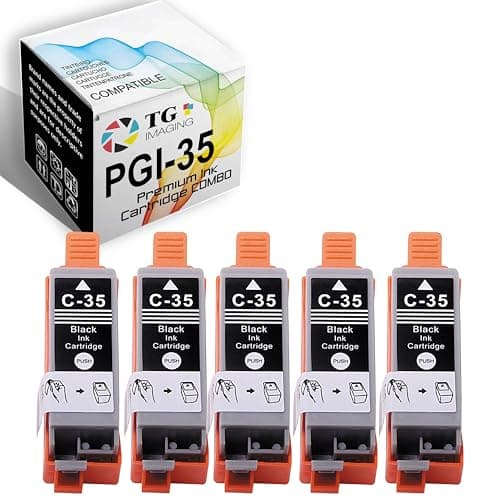 TG Imaging Compatible PGI35 Ink Cartridge Black Replacement for Canon 35 36 Ink PGI-35 CLI-36 for PIXMA IP100B IP100 IP110 Printer (Black, 5 Pack)