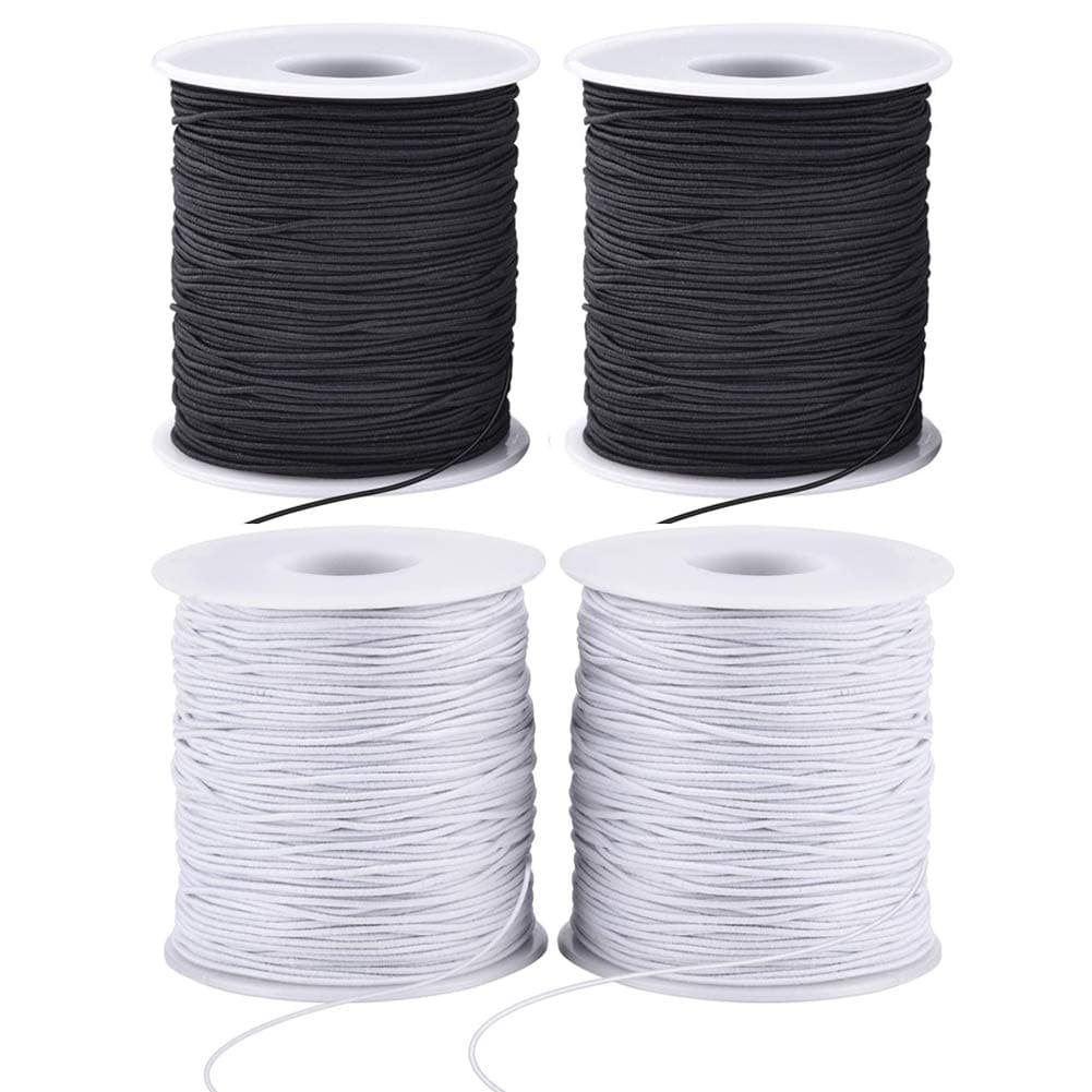 Stretchy String for Bracelets 4 Rolls 1 mm Sturdy Elastic String Elastic Cord for Jewelry Making Necklaces Beading 2 Black 2 White
