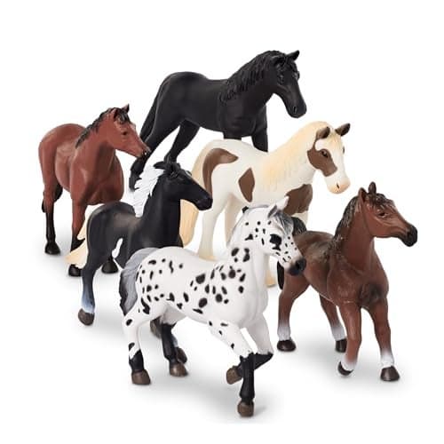 Terra by Battat 6 Pieces 6Inch Horse Figurines Horse Toy Set Realistic Plastic Animal Figurines Collectible Gift for 3 Years Party Decorations Playtime