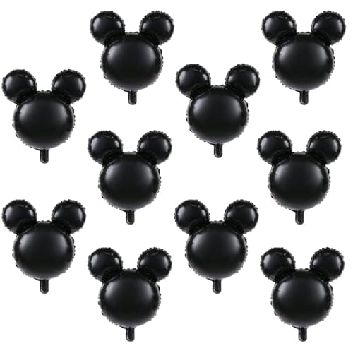 10pcs 24inch Black Mylar Balloons - Mouse Birthday Party Decorations and Supplies