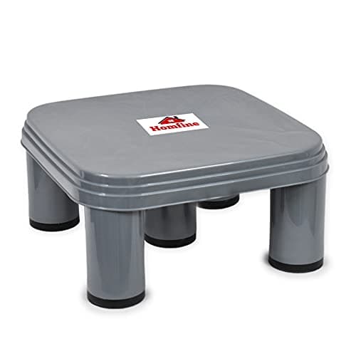Homfine 5 Legs Strong Plastic Bath Stool Patla for Multiple Use in Bathroom, Home, Kitchen, Office (Grey, Medium, 1Pc) 29x29x14cm, Square