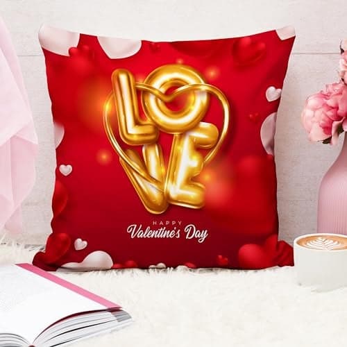 STITCHNEST Gift for Boyfriend Girlfriend Husband Wife Couples Girls Boys Printed Jute Cushion Cover, Set of 1 (16x16 Inches)
