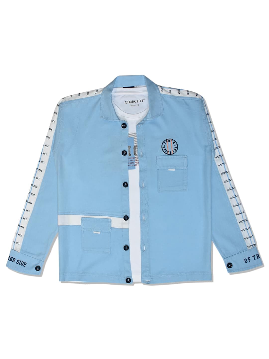 CHARCHIT Boys Casual Shirt with T-Shirt SkyBlue