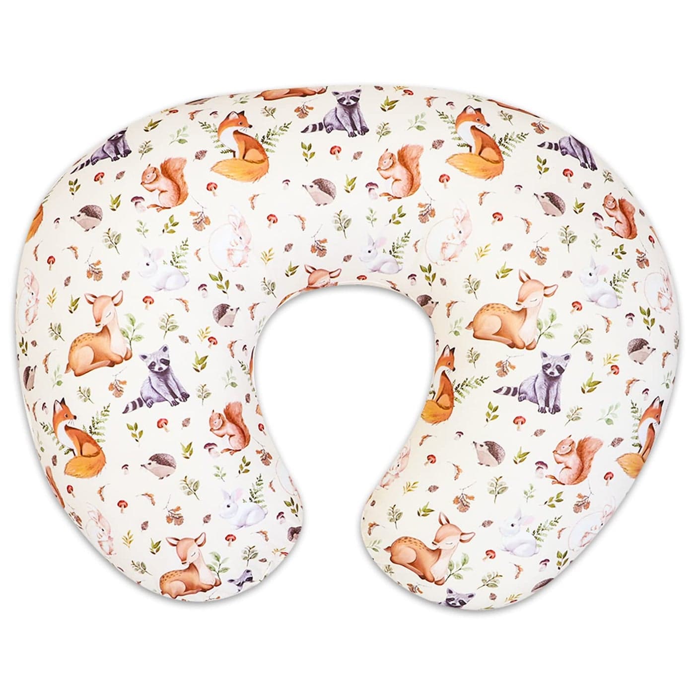 Nursing Pillow Cover for Baby Boy and Girl Ultra Soft Comfortable Stretchy Removable Slipcover for Newborn Breastfeeding Pillows Woodland Animals