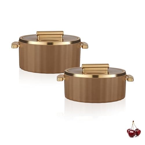 Trueware Sterling Casserole Set | BPA Free | and Comes with A Lid & Handle| Keeps Food Hot & Fresh for Long Hours| Suitable for Chapati, Roti, Biryani, Pulao and More (Brown, 2000 & 2500 ML)