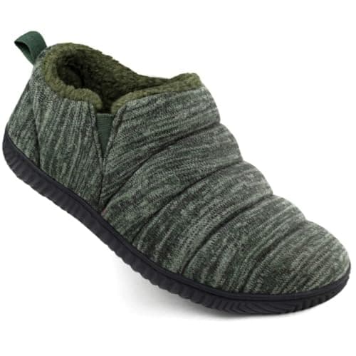 Zizor Men's Comfy Caterpillar Slippers Indoor Outdoor House Shoes, Warm Soft Knit Upper Fuzzy Fleece Lined Memory Foam Sole with Hard Bottom, Groovy Green, 11 US