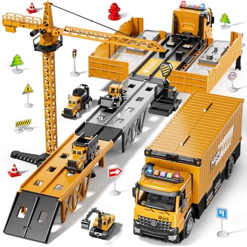 Carrier Truck Race Track Boy Toddlers Toys Truck Toys for Toddlers 35 57 Toy Transport Car with Tower Crane Light Sound Excavators Cars Gifts for Age 3 4 5 6 7 Years Old Boys Girls