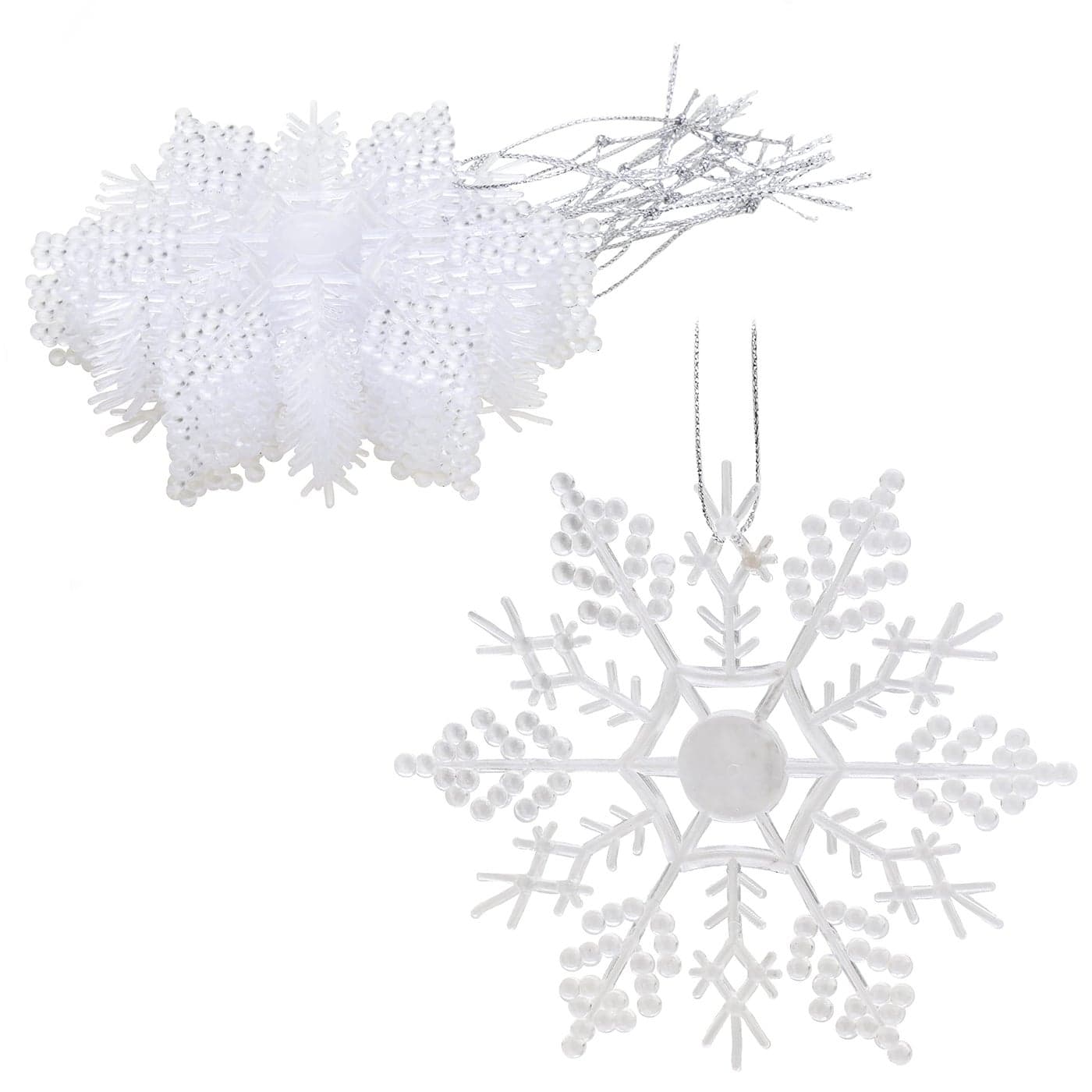 Christmas Concepts Pack of 1210cm Glitter Snowflake Hanging Decorations Christmas Decorations Clear