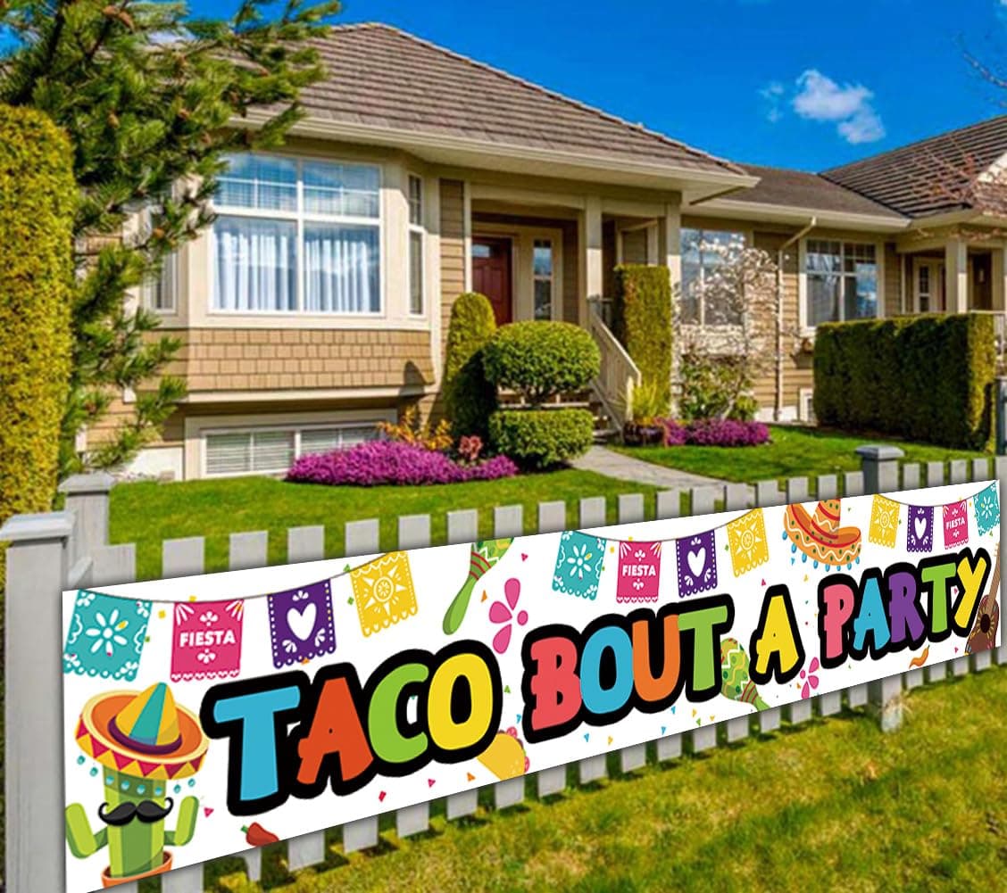 Large Taco Bout A Party Banner Mexican Fiesta Cactus Banner Mexican Fiesta Themed Baby Shower Birthday Bachelorette Wedding Party Decoration Supplies Indoor Outdoor 98 x 16 feet