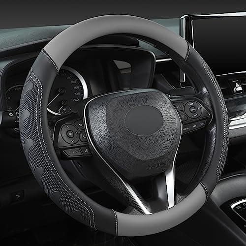 GIANT PANDA Car Steering Wheel Cover for Toyota RAV4,Camry,Highlander,Corolla,Prius,Tacoma, Standard Size - Black+Gray