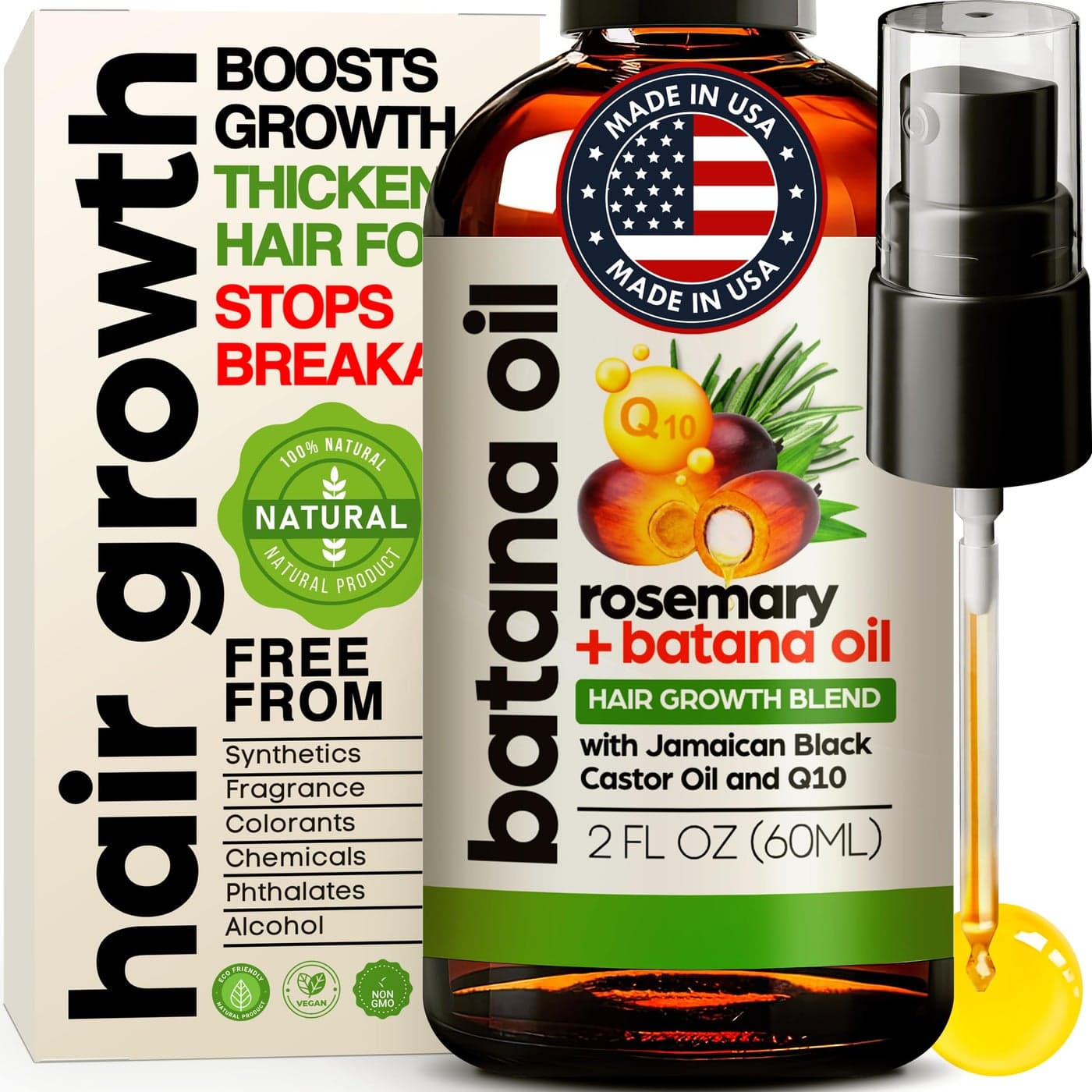 Batana Oil for Hair Growth 100 Pure Organic ColdPressed Unrefined from Honduras by Dr Sebi Natural Vegan for Strong Roots and Thick Hair Wild Growth for Hair 2oz
