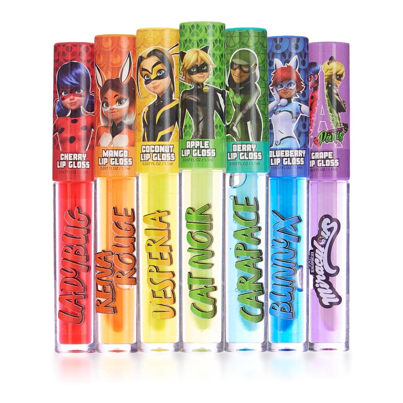 Miraculous 7pc Lip Gloss Set Zag Heroez Lipgloss Collection Featuring Exciting Fruit Flavors Precision Applicator Lip Gloss Tubes With Wand