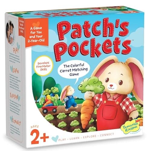 Peaceable Kingdom Patchs Pockets Color Matching Game for Toddlers Fun Bunny Carrot Game Develops Fine Motor Skills Color Recognition in 2 Year Olds