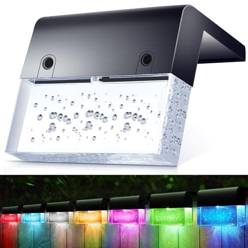 SUNFACE Solar Deck Lights, 8 Pack Solar Fence Lights Outdoor Step Lights Waterproof, Solar Stair Lights with 2 Modes LED, Super Bright Decoration for Patio, Railing, Pool, Yard (Warm White/7Color)