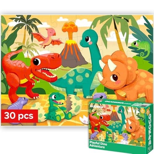 QUOKKA Puzzles for Kids Ages 35 30 Pieces Puzzles for Toddlers 24 Dinosaurs Learning Jigsaw Puzzles for Kids 46 Years Old Educational Toys for Boy and Girl