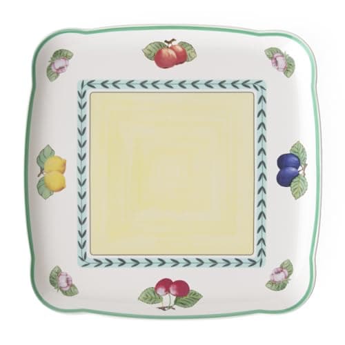 Villeroy & Boch Charm & Breakfast French Garden Square Platter, Premium Porcelain, Made in Germany, 11.75 in, Multi-colored