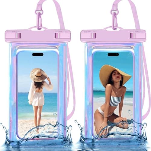 Up to 8.3" 2 Pack Iridescence Universal Waterproof Phone Pouch, Large Phone Waterproof Case Dry Bag, Protection Level: IP68, Outdoor Sports for Apple iPhone,Samsung,and More, Iridescence 2 Pack