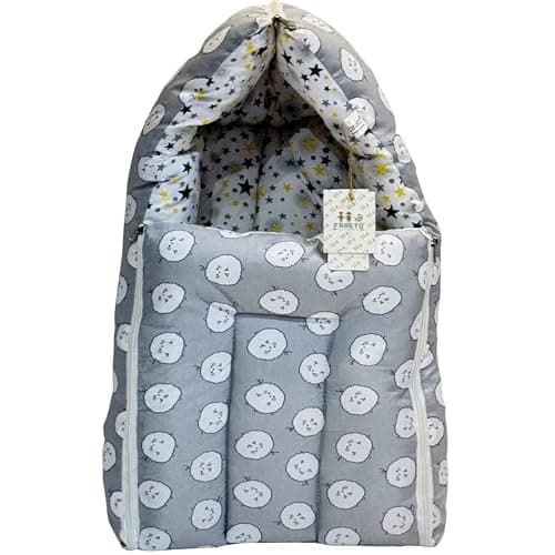 Infantbond Baby 3 in 1 Carry Bag Cum Sleeping Bag Cum Mattress | Carry Nest for Baby(0-12 Months) (Sheep Gray)