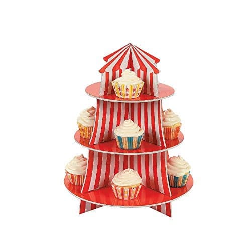 Fun Express Big Top Carnival Cupcake Stand - Circus Birthday Party Supplies - VBS Vacation Bible School Supplies/Decor - 3 Tiers
