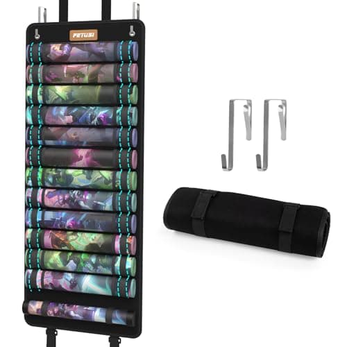 Playmat Tube Storage BagHangable Playmat Holder for MTG with 2 HooksSecurely Locks Game MatsFits 121 Card Game Mats with Clear Plastic SlotsTCGMTG Game Mat Casewith Reinforced Elastic Strap