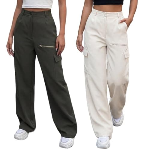 GRECIILOOKS Women Cargo Pant | Women Trousers | Women's HIGH-Waisted Pant (Available in Plus Size and Combo Pack of 2)