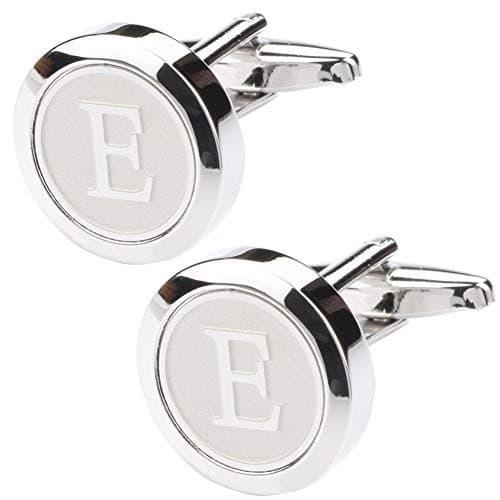 Dannyshi Mens Classic Stainless Steel Initial Cufflinks 26 Alphabet Initial Letter Cufflinks Business Wedding Shirts A-Z (E)
