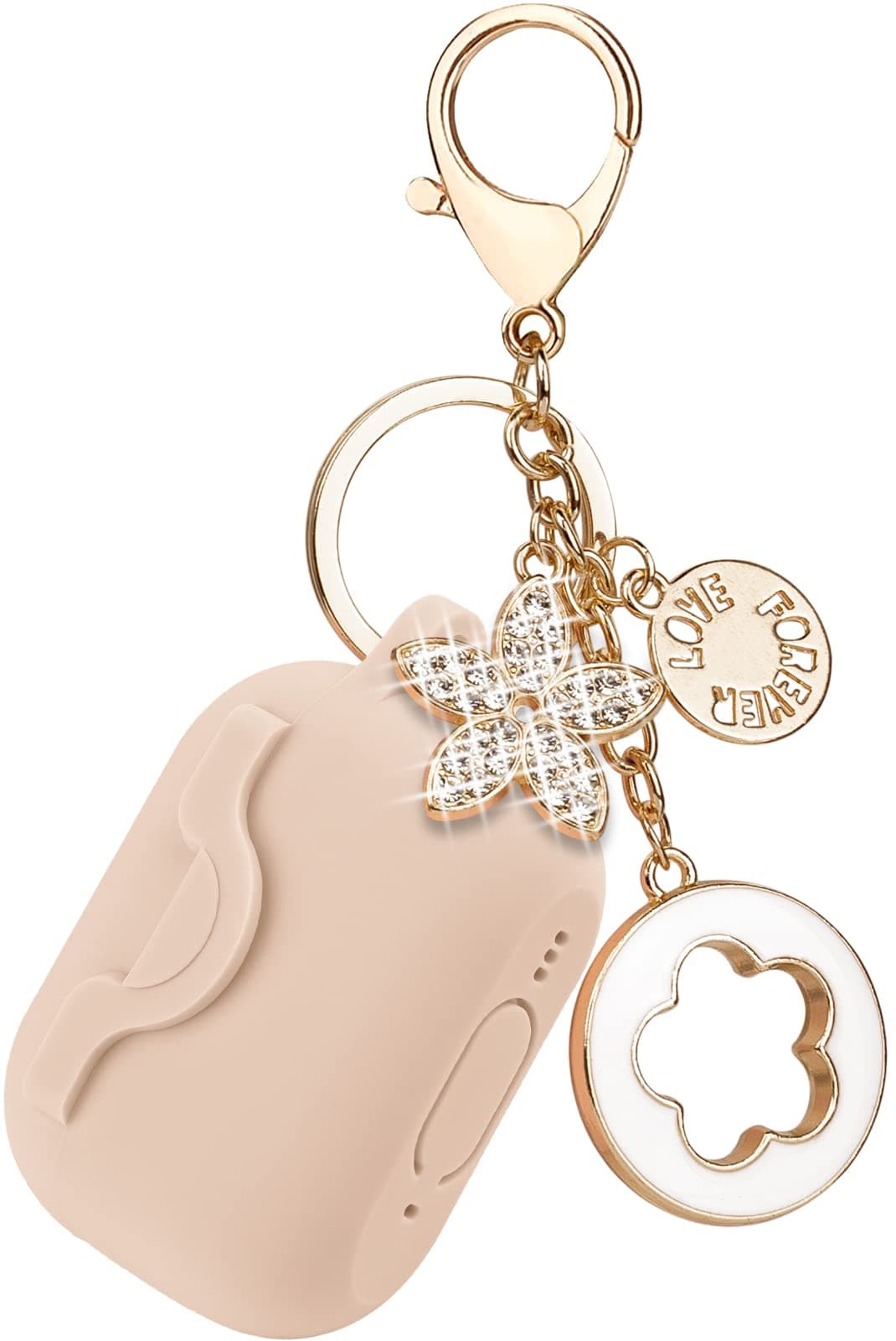 VOTILE Secure Lock Case for Airpods Pro 2 Case with Cute Bling Keychain, Silicone Protective Case Cover for Airpods Pro 2nd Generation Case Women Girls - Milk Tea