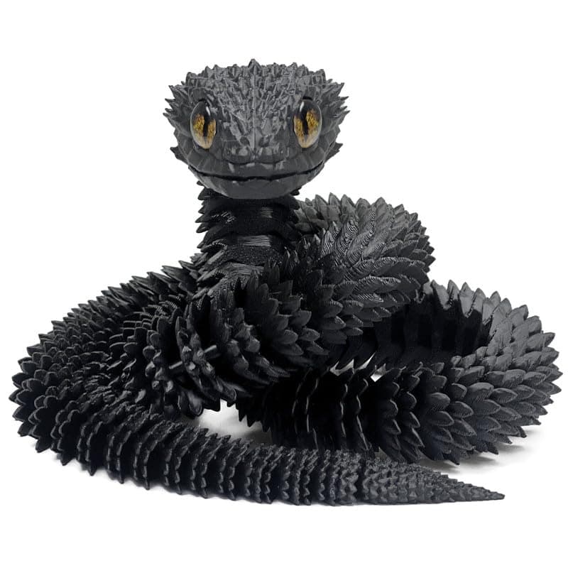 30 Inch 3D Printed Snake Movable Articulated Snake Perfect 3D Printed Animals for Educational Toys MustHave Toys for Kids and Collectors Home Office Executive Desk Decor Black