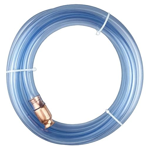 Darnassus Siphon Hose Pump Manual Hand Fuel Transfer Pump for Gasoline Gas Oil Fuel Petrol Diesel Fluid Water 12 Valve Virgin Grade Tubing Safe with Brass Connector 1 Blue 10 FT
