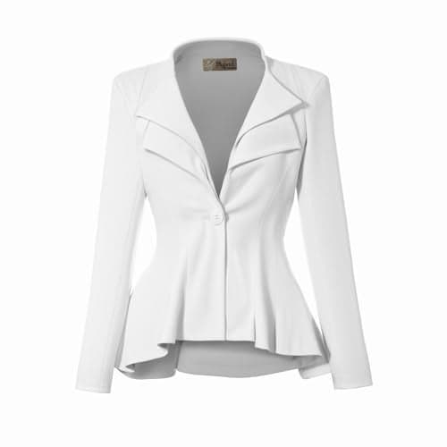 Hybrid & Company Women Double Notch Lapel Office Blazer JK43864 1073T White Large