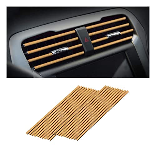 8sanlione 20PCS Car Air Conditioner Decoration Strip, Auto Air Vent Outlet Chrome DIY Trim Strips, Waterproof Moulding Bendable Protection Strip Line, Car Decor Accessories for Most Cars (Wood)