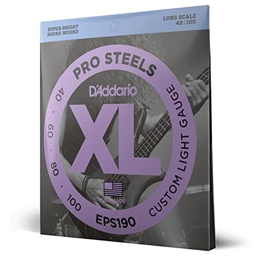 D'Addario XL ProSteels Bass Guitar Strings - EPS190 - Long Scale - Custom Light, 40-100