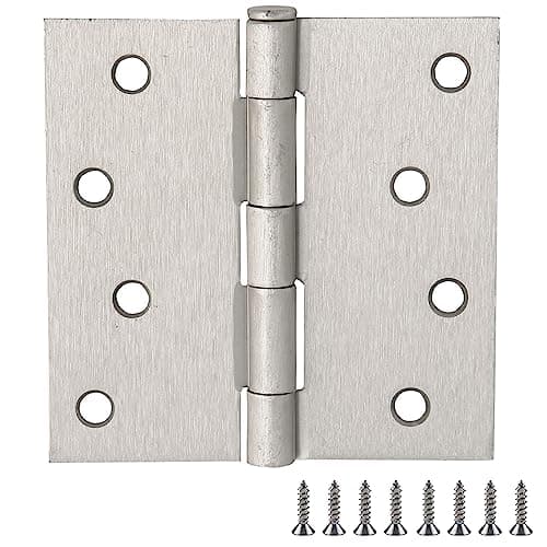 Door Hinges for Interior Doors 3-Pack 4-inch x 4-inch, Design House Square Corner Steel Door Hinge Door Hardware, Satin Nickel, 181651