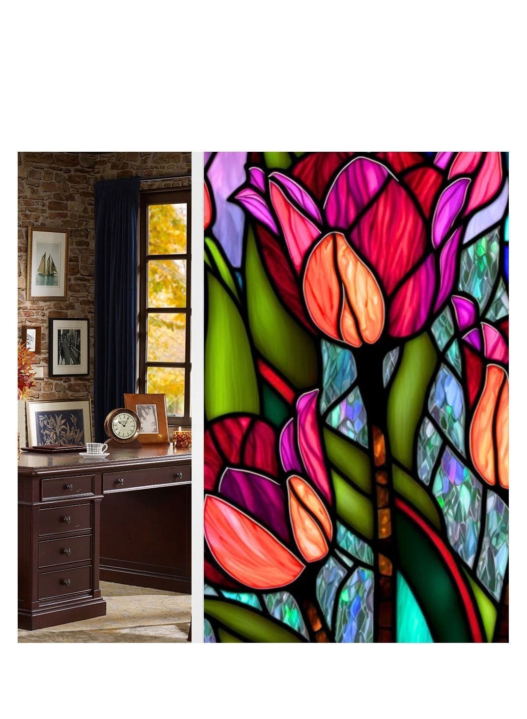 Stained Window Film Static Cling Privacy For Glass With Anti UV Heat Control 45cm*2m