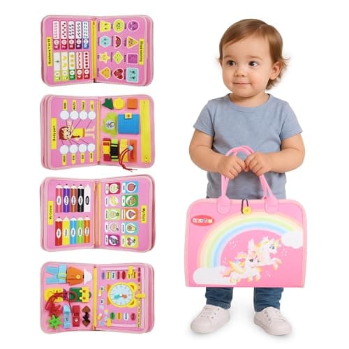 URBAN TOYS Montessori Busy Board Ideal Busy Book Toddler Toys Gifts for Boys Girls Toddler Travel Essential for Airplane Car Sensory Toys Great for Baby Gifts for Boys