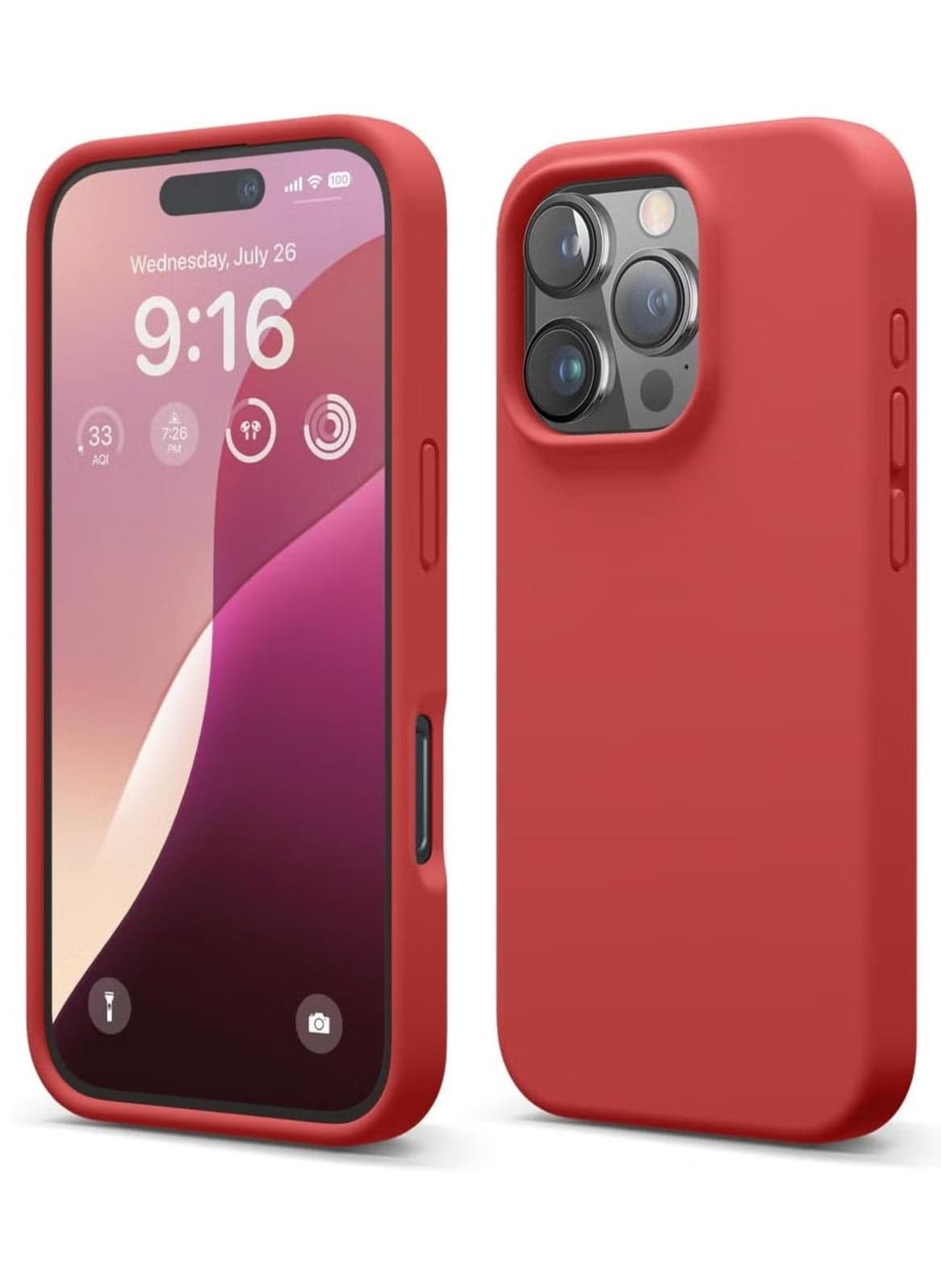 iPhone 16 Pro Case Cover – Full Body Protection, Shockproof, Slim Design with Anti-Scratch Soft Microfiber Lining – Red