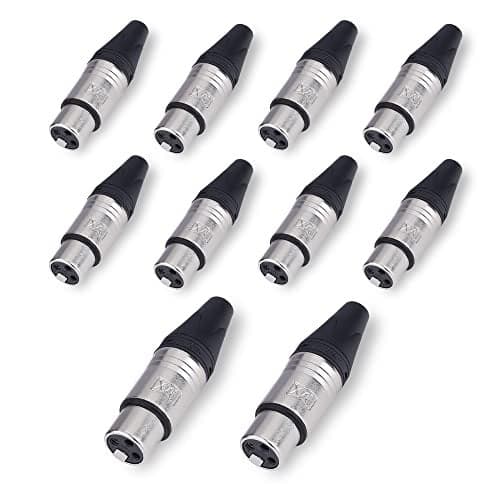 MX 3 Pin Mic Ext. Female Connector Mc3Fxx Made of Pure Copper Nickel Plated XLR Pin for High Conductivity and Ultra-Low Noise (Metal End) Pack of 10