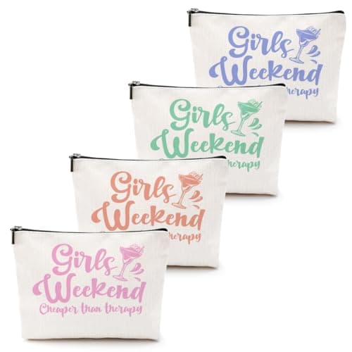 4 Pcs Christmas Girls Weekend Gifts for Women Girls Trip Makeup Bag Girl Trip Gifts Favors Cosmetic Bag Toiletry Bag Zipper Pouch Weekender Bags for Women Girl Friendship Bachelorette Party Birthday