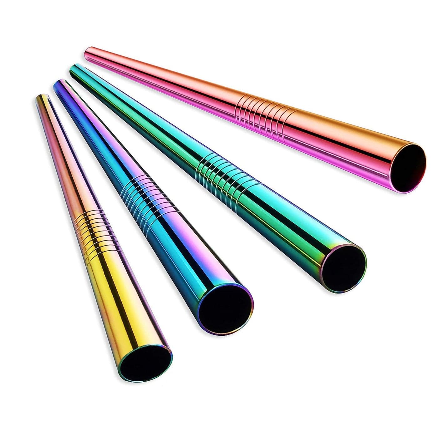 ALINK 6-Pack Stainless Steel Metal Boba Straws, Extra Wide Colored Reusable Smoothie Straws with Cleaning Brush & Carrying Case