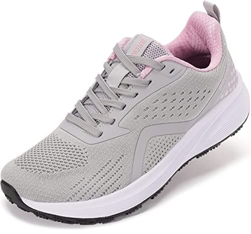 BRONAX Womens Wide Running Shoes Comfy Athletic Lightweight Sports Size 9w Gym Tennis Sneakers Outdoor Zapatos Deportivos para Mujer Pregnant Footwear for Female Grey Pink 40
