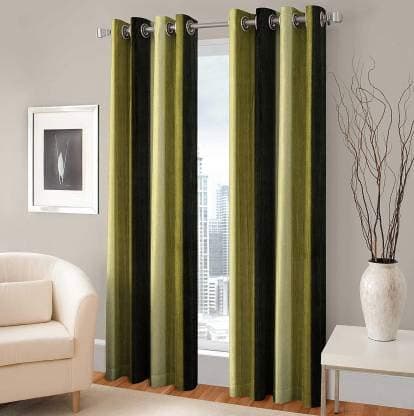 Parda Sansar Solid Shaded Heavy Polyester Curtains for Window 5 Feet Green Pack of 2