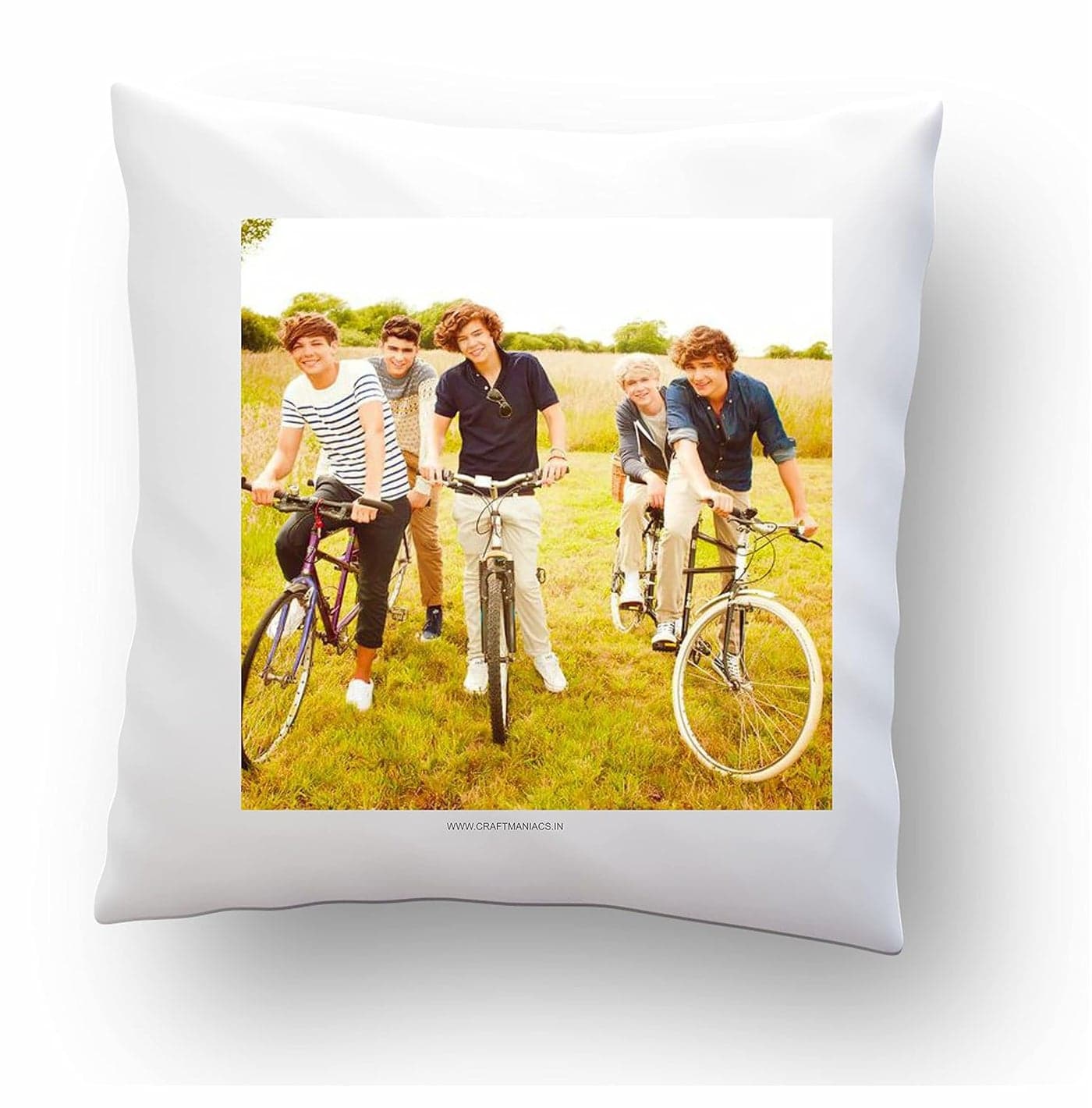 CRAFT MANIACS ONE Direction ON Their Cycles 1616 INCHES Pillow with Filler Merch for ONE D Lovers