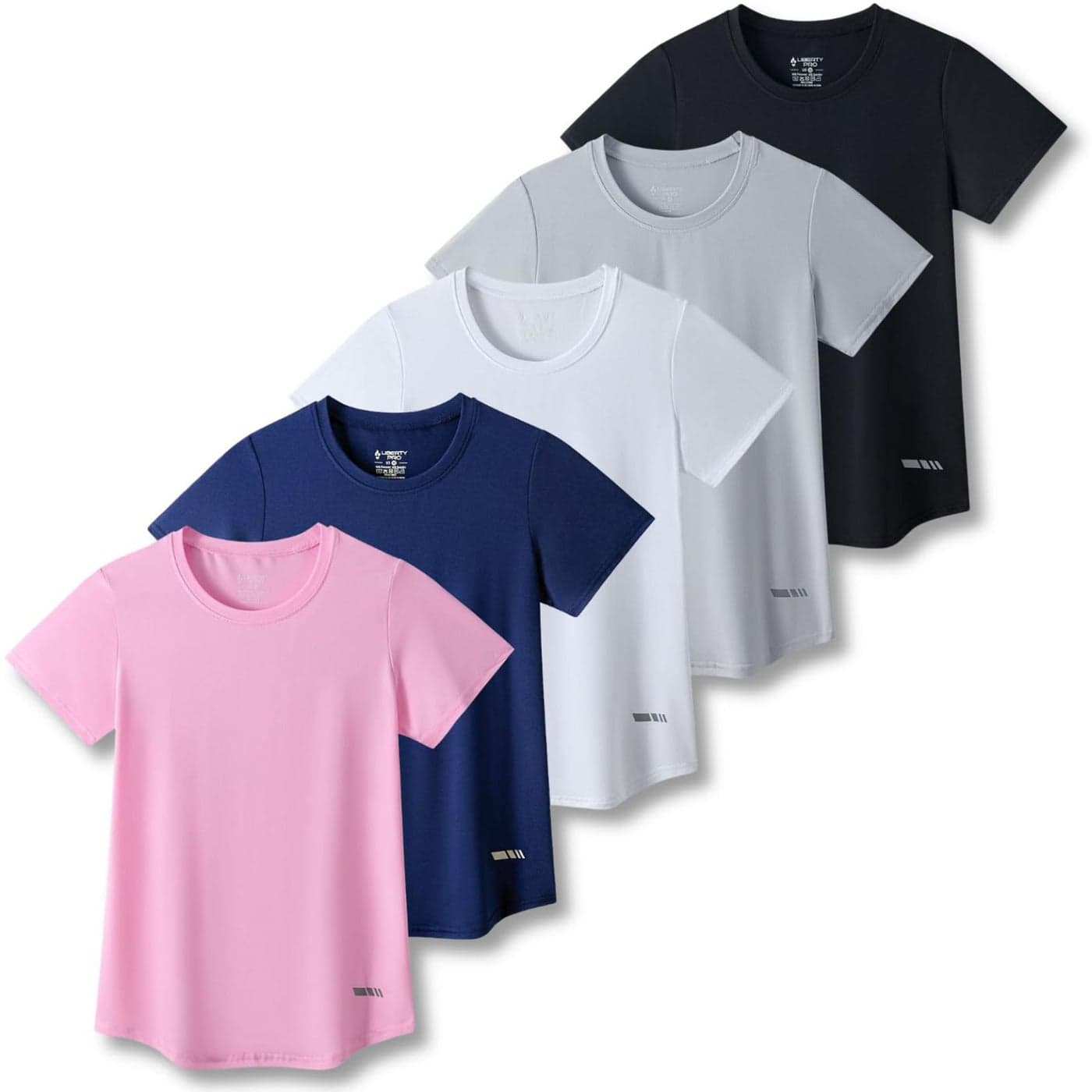 5 Pack Womens Dry Fit Short Sleeve T Shirts Athletic Workout Tee Tops for Gym Yoga Running Set 9 Large