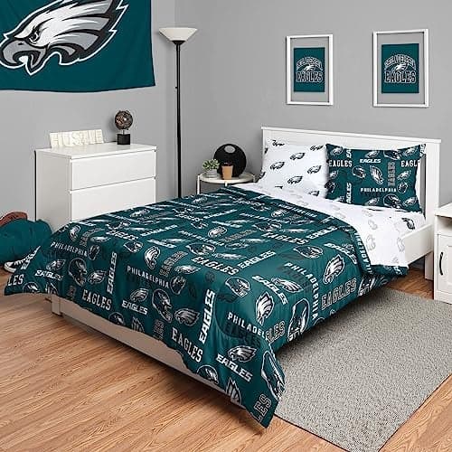 FOCO Philadelphia Eagles NFL Team Color Bed In a Bag Comforter Bedding 5 Piece Full Set