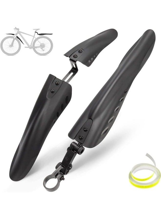 Bike Fender Set with DIY Reflective Tape, Quick Release Adjustable Bicycle Fenders, 3 Parts-Universal Full Cover Thicken Widen, Front/Rear Mud Guards Fit for MTB Mountain Road Bike