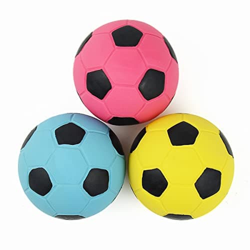 Pawdoer Squeaky Dog Ball Soft Latex Rubber Squeaky Dog Toys for Small Dogs Puppies Cute Bounce Squeak Toys Play Fetch Soccer Ball