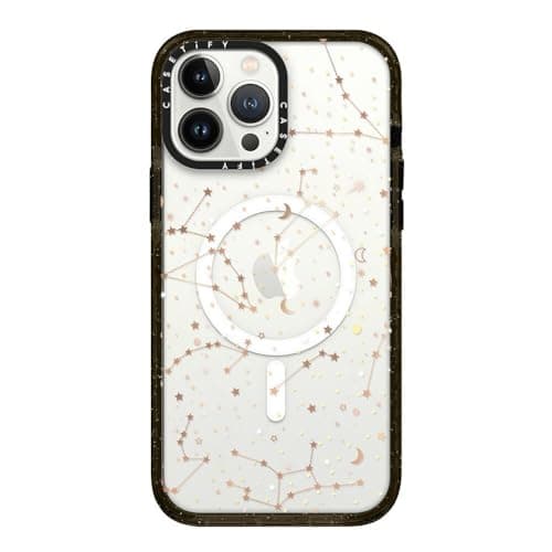 CASETiFY Impact Case for iPhone 13 Pro Max with Magsafe Space Pattern On Clear Background Clear Black