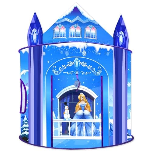 Princess Play Tent for Girls Ice Castle Imaginative Fairy Tale Pretend Game Playhouse Indoor Outdoor Pop Up Kids Tent Toy Gift for Children Toddlers Festival Birthday Party