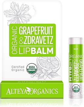 Alteya Organic Lip Balm Grapefruit Zdravetz Oil 45 g USDA Certified Organic Pure Natural Lip Care Based on a Carefully Selected Bouquet of Hydrating and Nourishing Botanical Oils and Butters